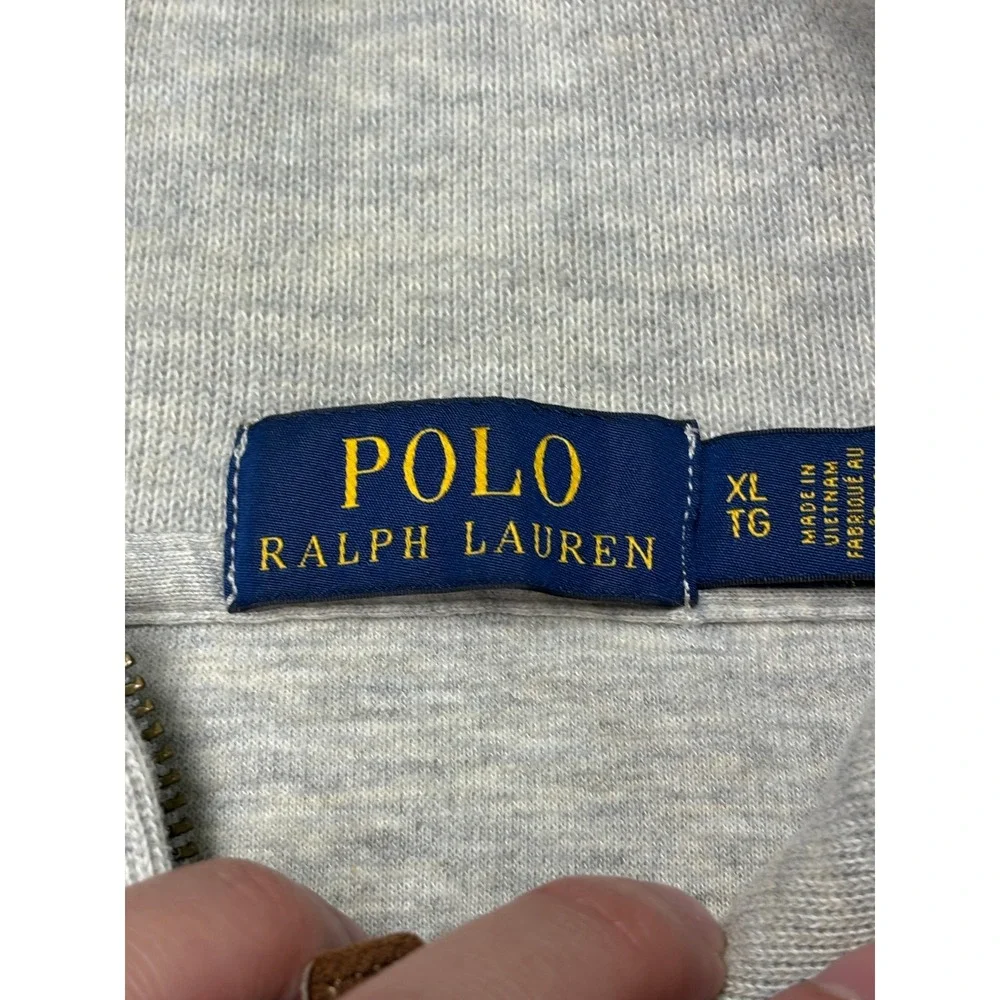 Polo Ralph Lauren Mens XL Heather Grey Cotton 1/4 Zip Pullover Sweater Pony Logo